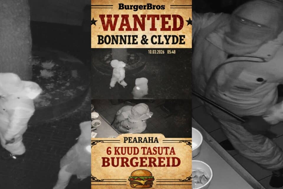 Turvakaamera jäädvustas sissemurdmise Rakvere BurgerBrosi restorani 10. märtsi varahommikul.